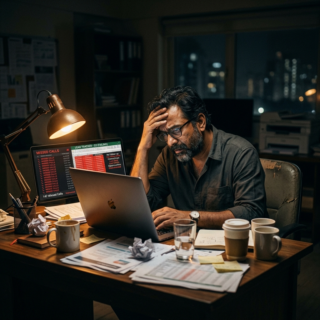 Business owner overwhelmed by missed leads